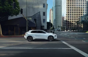 2026 Toyota bZ exterior during city driving