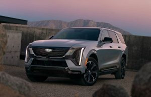 Cadillac Escalade IQL electric SUV front three-quarter view