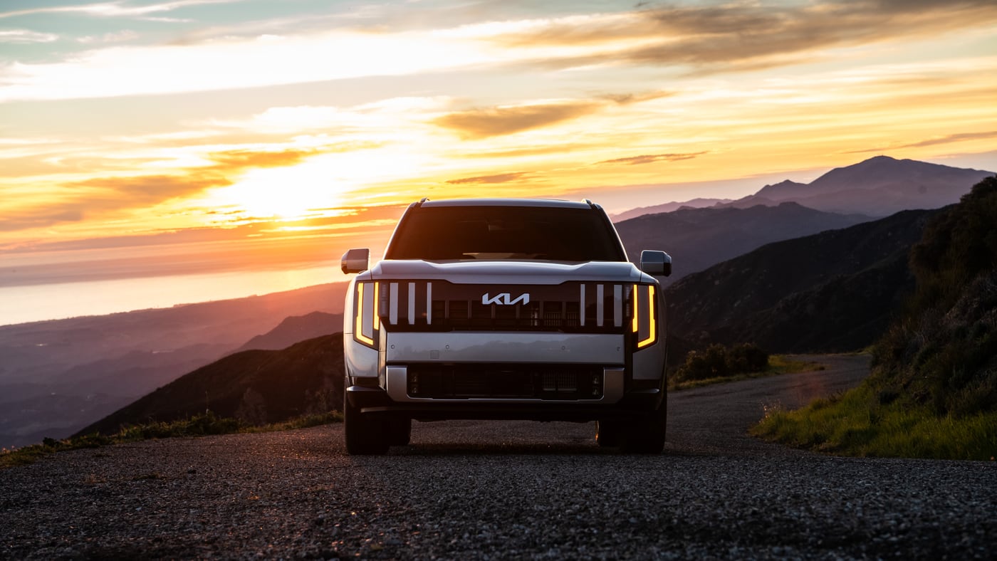 2027 Kia Telluride Hybrid driving on road