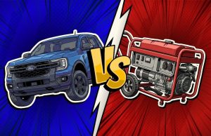 Ford Ranger PHEV beside generator test setup