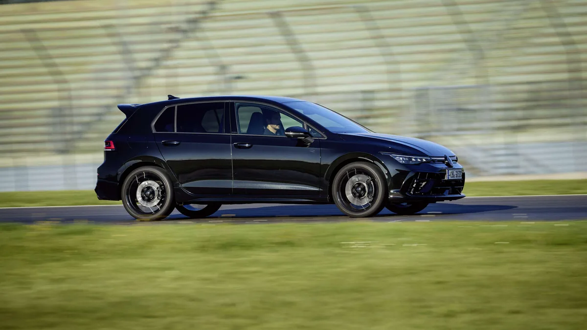 Volkswagen Golf R Black Edition side view on track