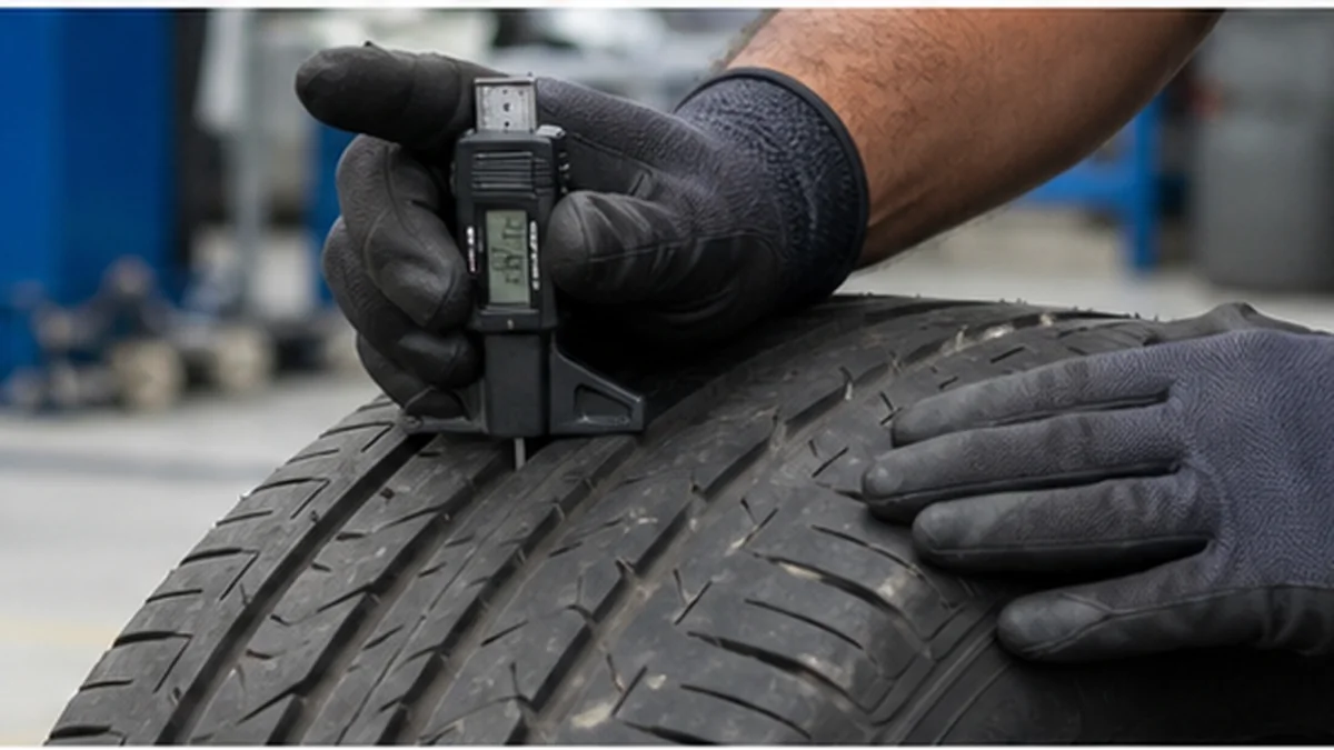 Technician reading a four-digit tire manufacture date code